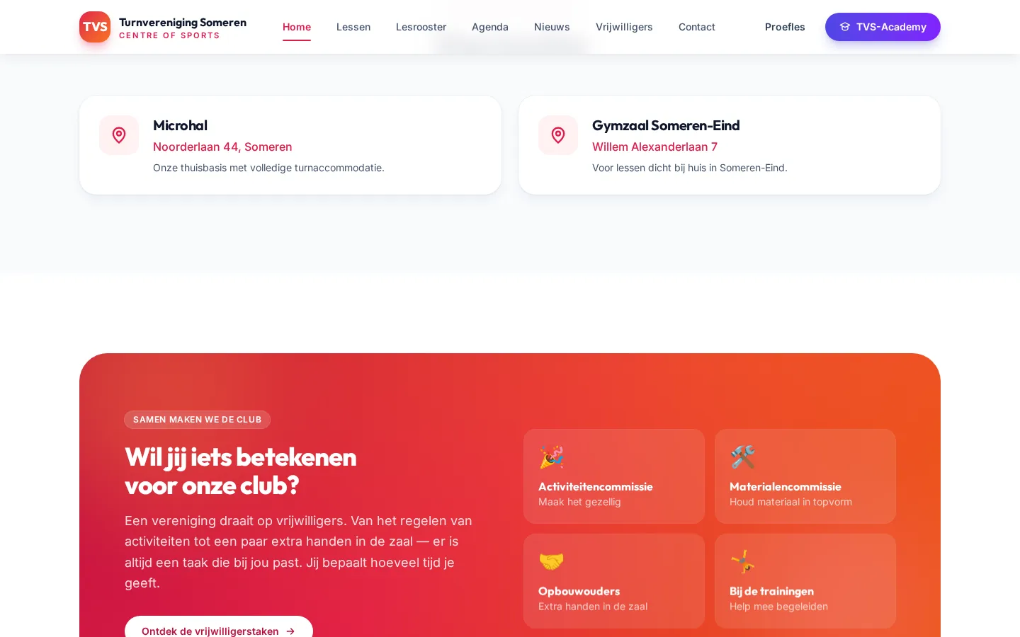 Club Academy — The public site with locations and volunteer recruitment — one place for the whole club.